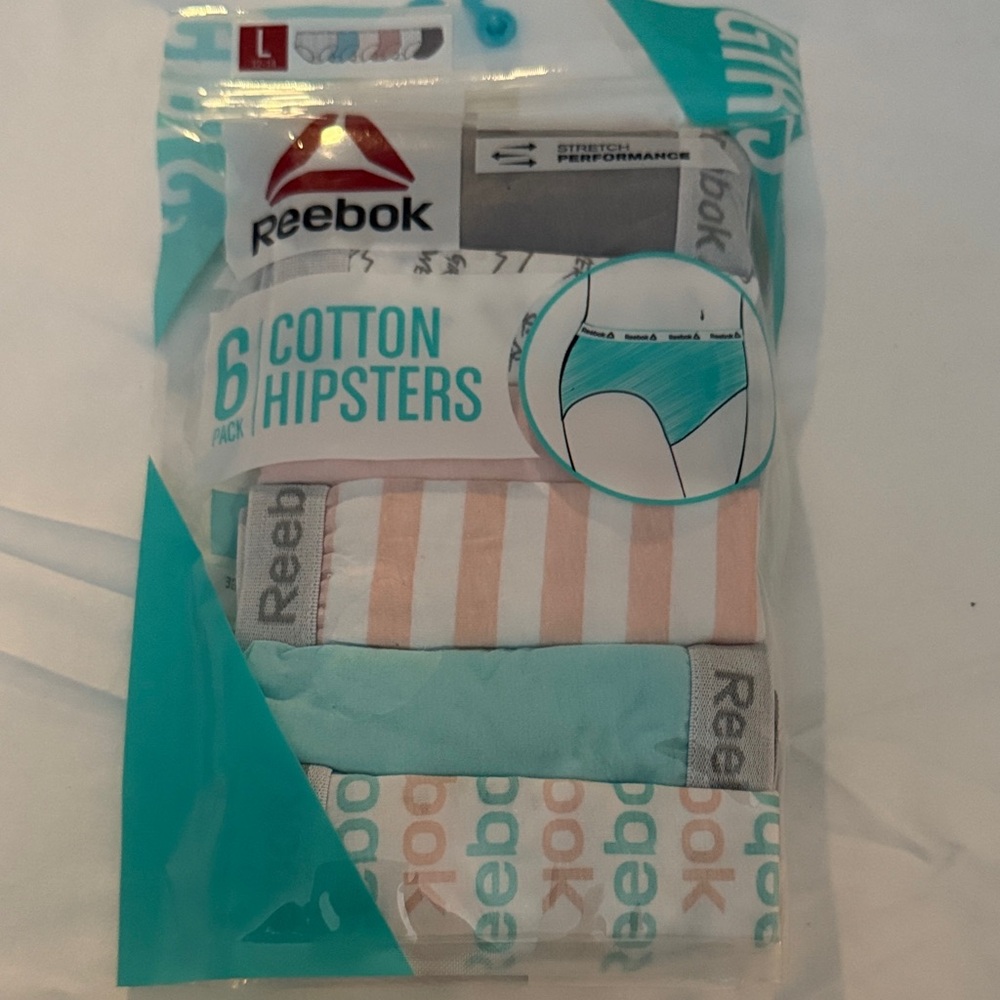 Reebok Men's Cotton Hipsters - Blue, Gray, White 6 Pack